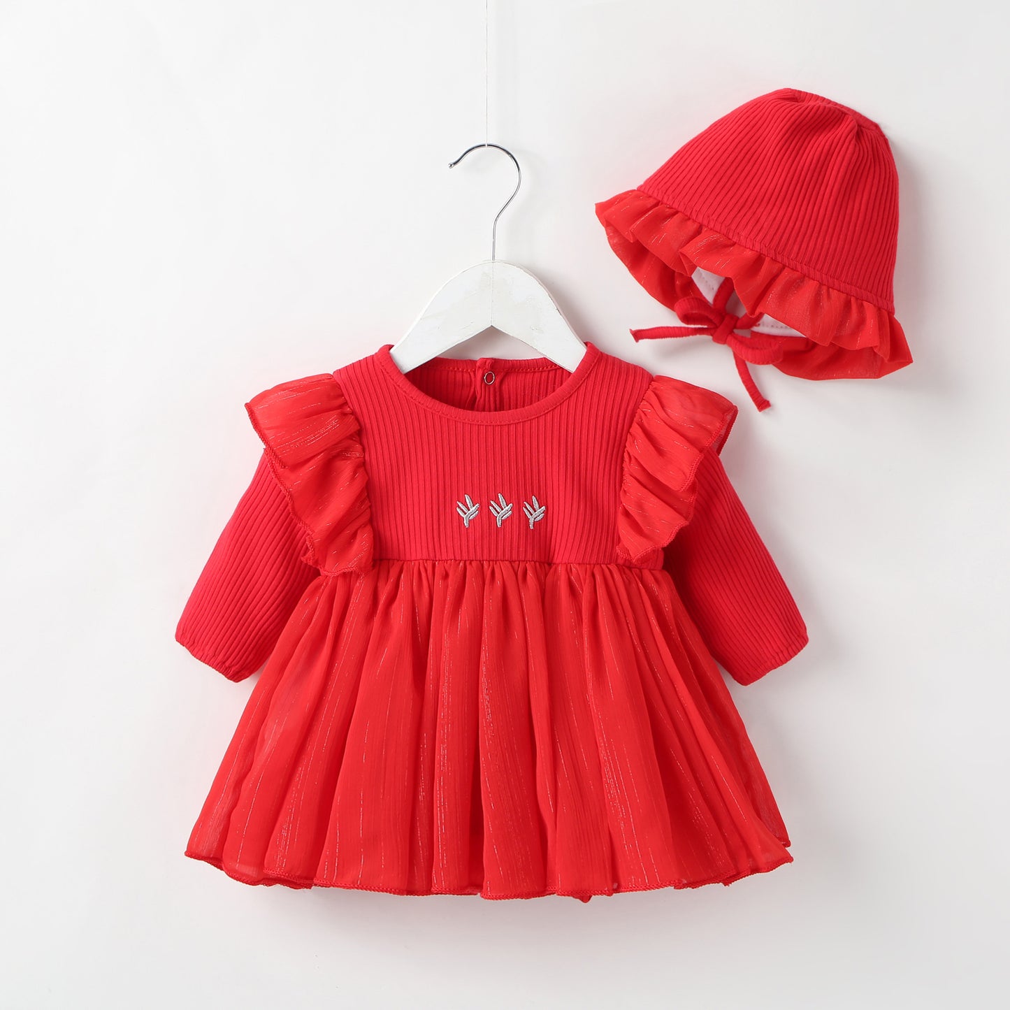 Embroidered Dress With Hat