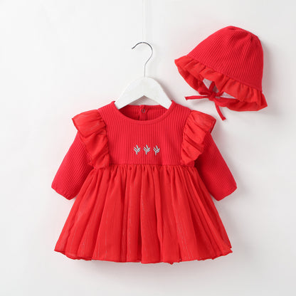 Embroidered Dress With Hat