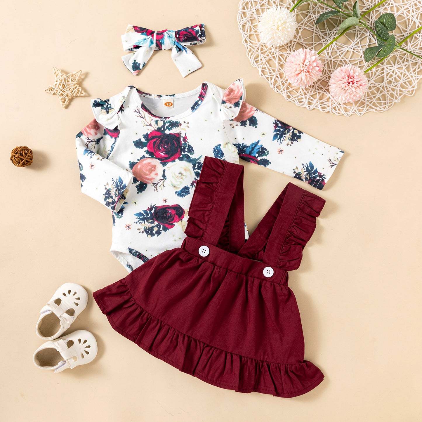 Ruffled Dress & Onsie with Headband