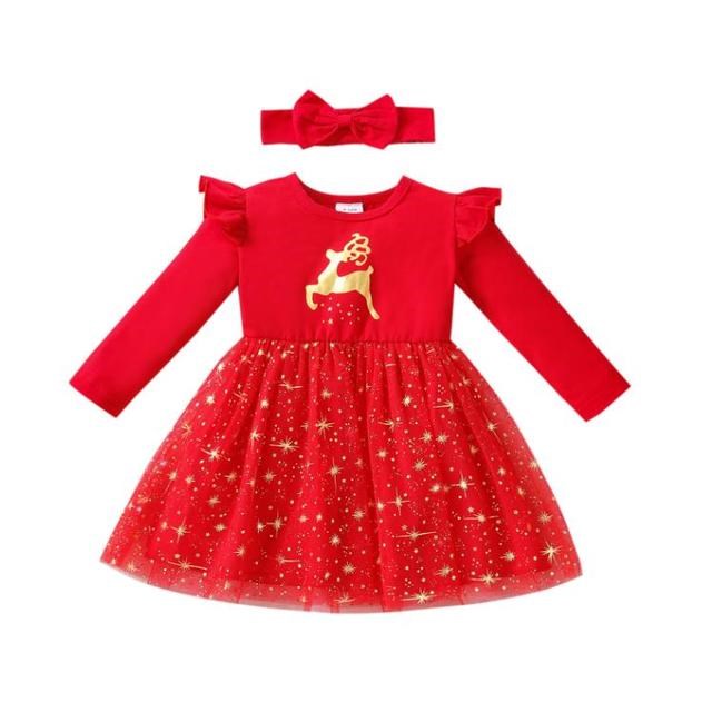 Red Sparkle Reindeer Dress